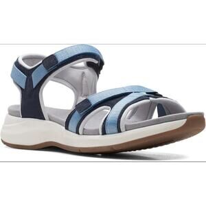 Clarks Women's 7M Solan Drift Flat, Hook , Loop Straps And Lightweight Sandals
